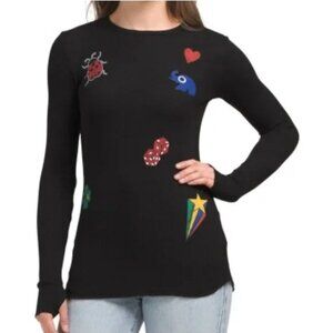 Lauren Moshi McKinley Lucky Elements Long Sleeve Thermal Tee Crewneck XS New